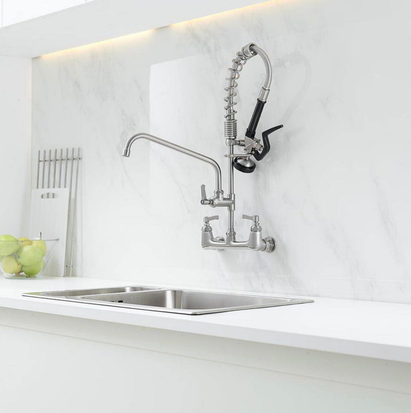 Commercial kitchen faucet brushed nickel