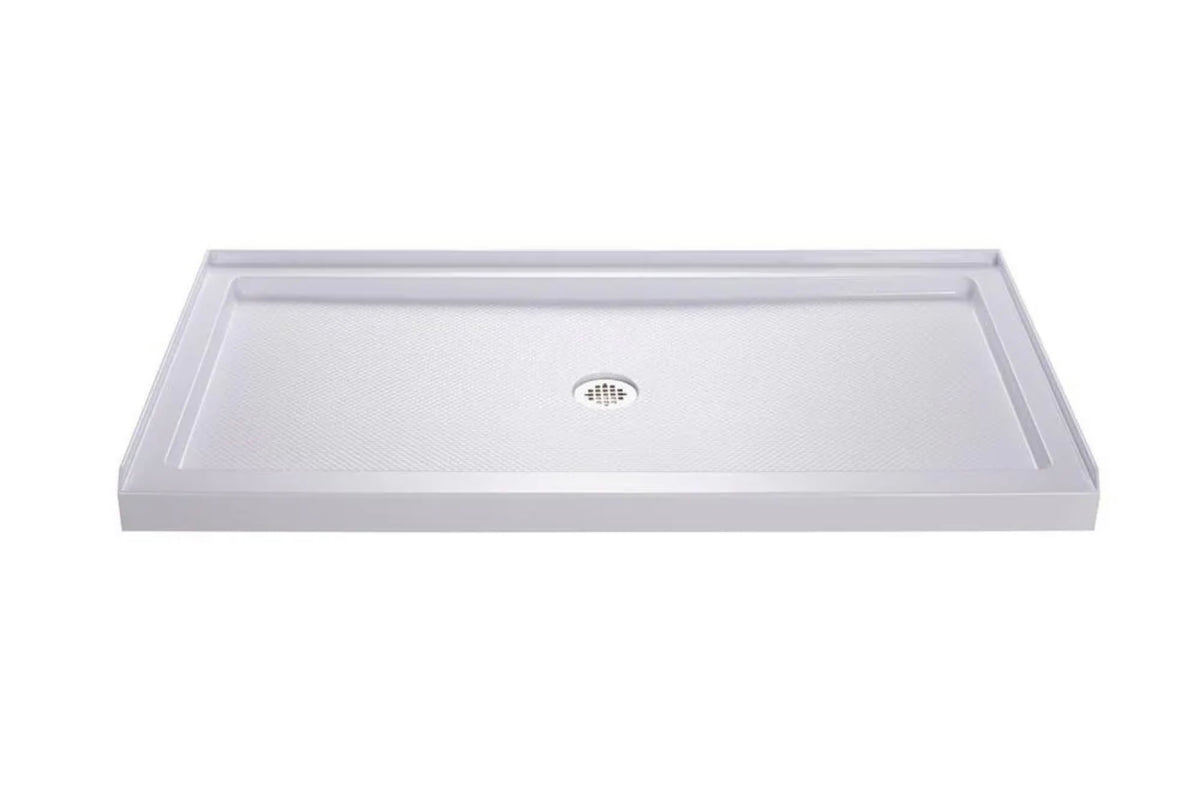 SlimLine 54"x36" shower base center drain white
