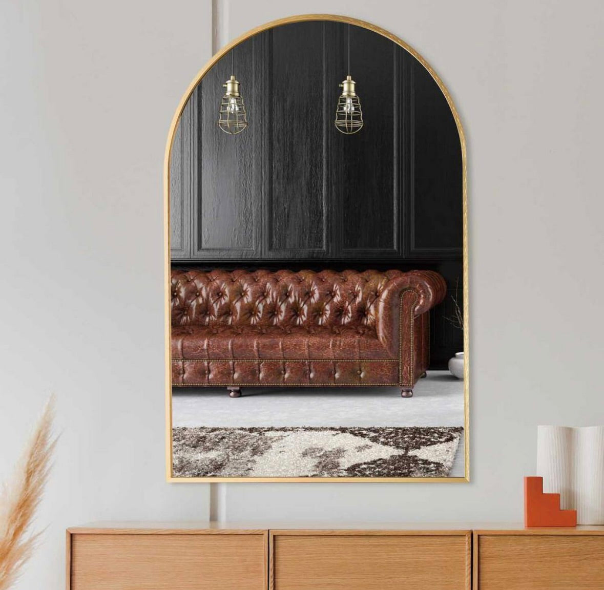 24x36 arched gold mirror