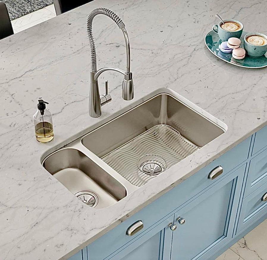 Lustertone 32" undermount double bowl kitchen sink
