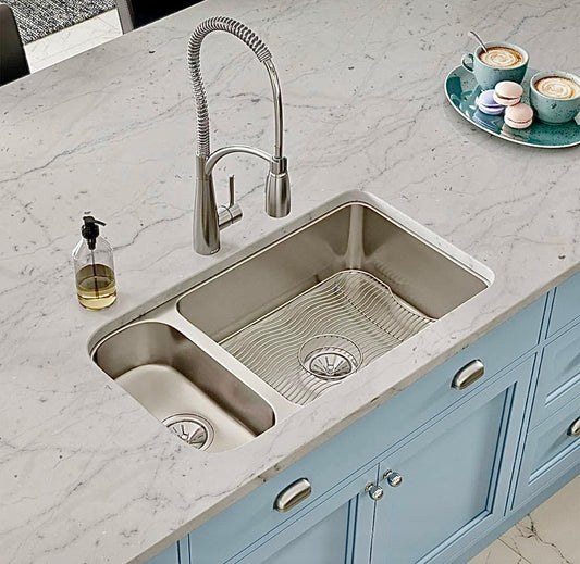 Lustertone 32" undermount double bowl kitchen sink