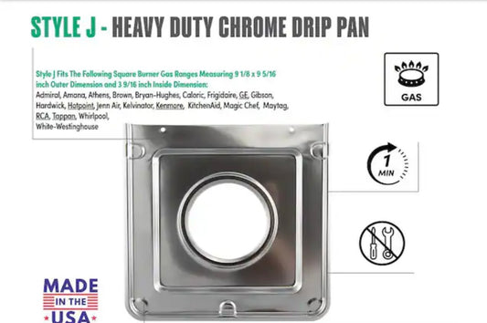 9.125x9.3125 drip pan chrome