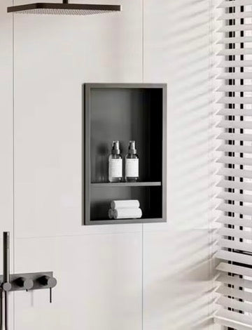 12"W x 18"H x 4"D shower niche matte black