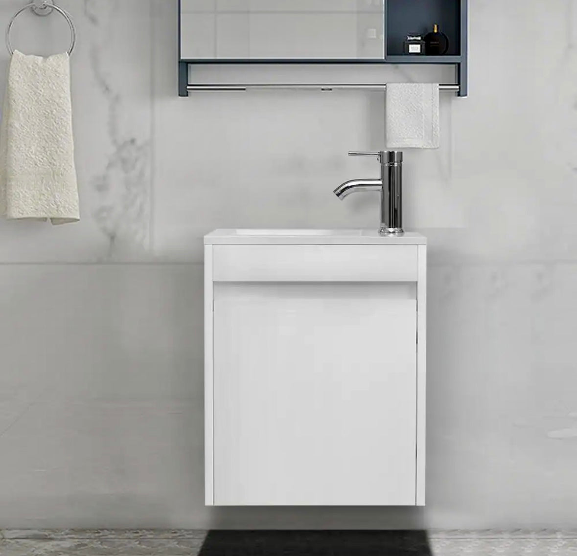 16" floating vanity in white