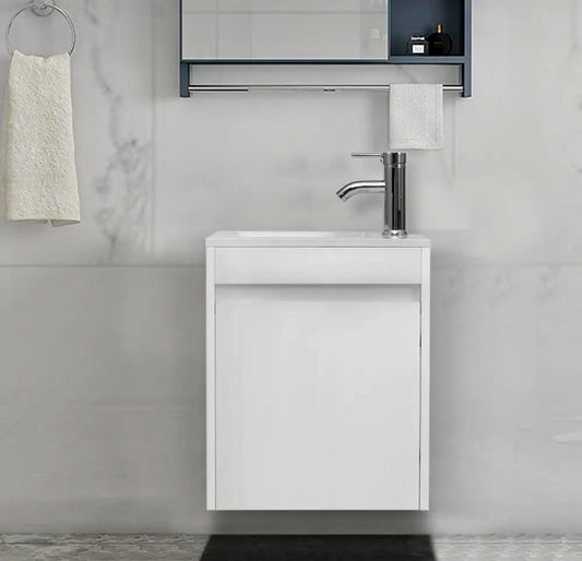 16" floating vanity in white