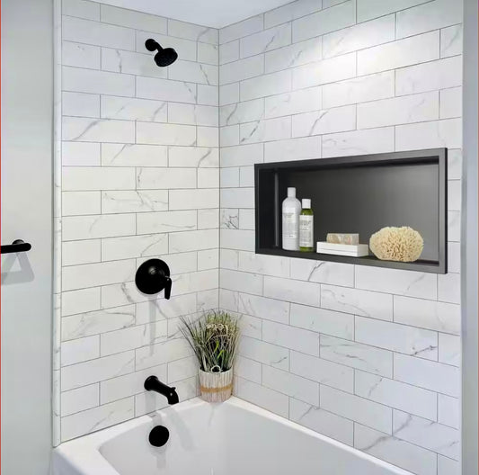 24x12x4 black shower niche