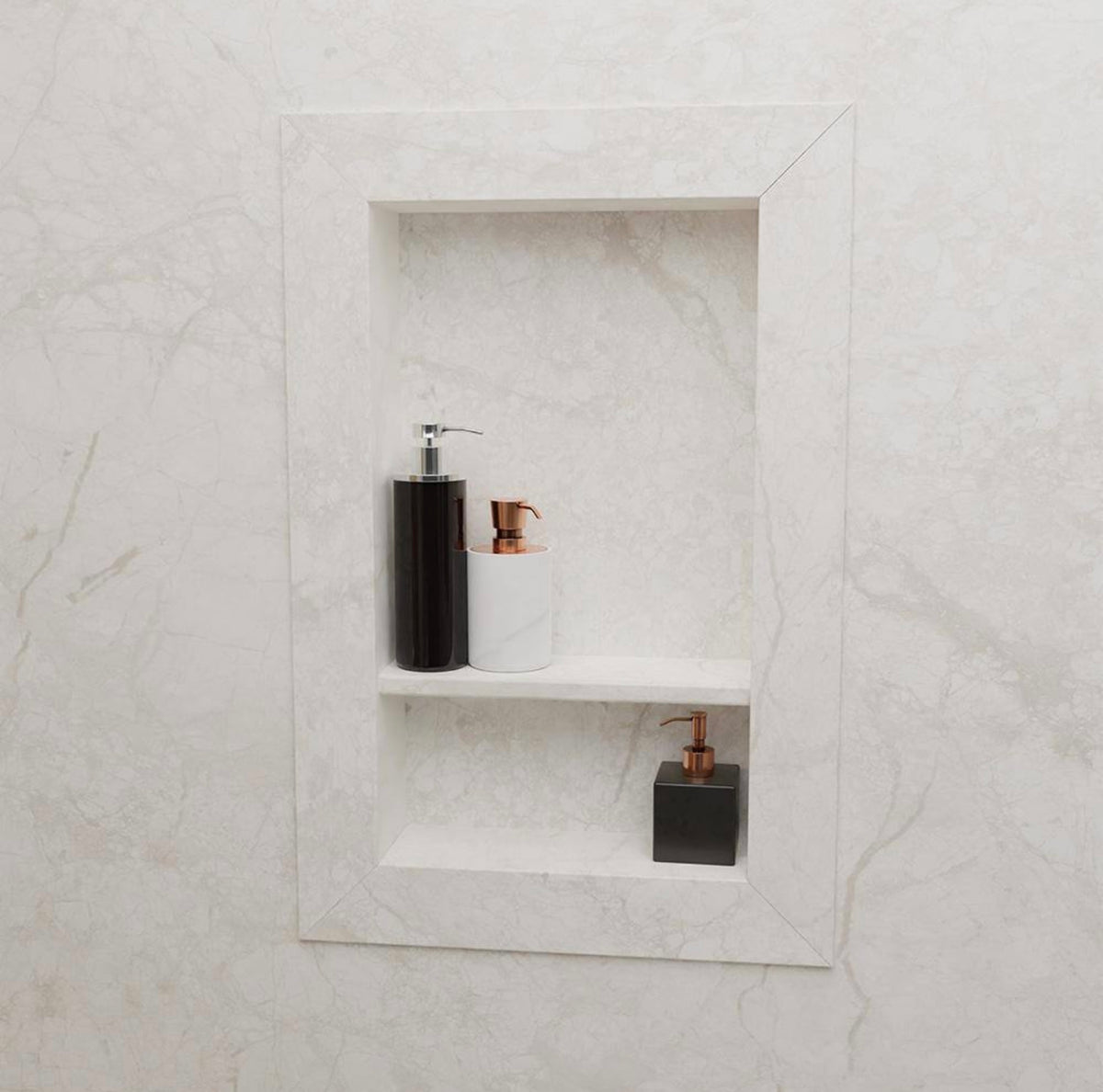 17x26 shampoo caddy in botticino cream