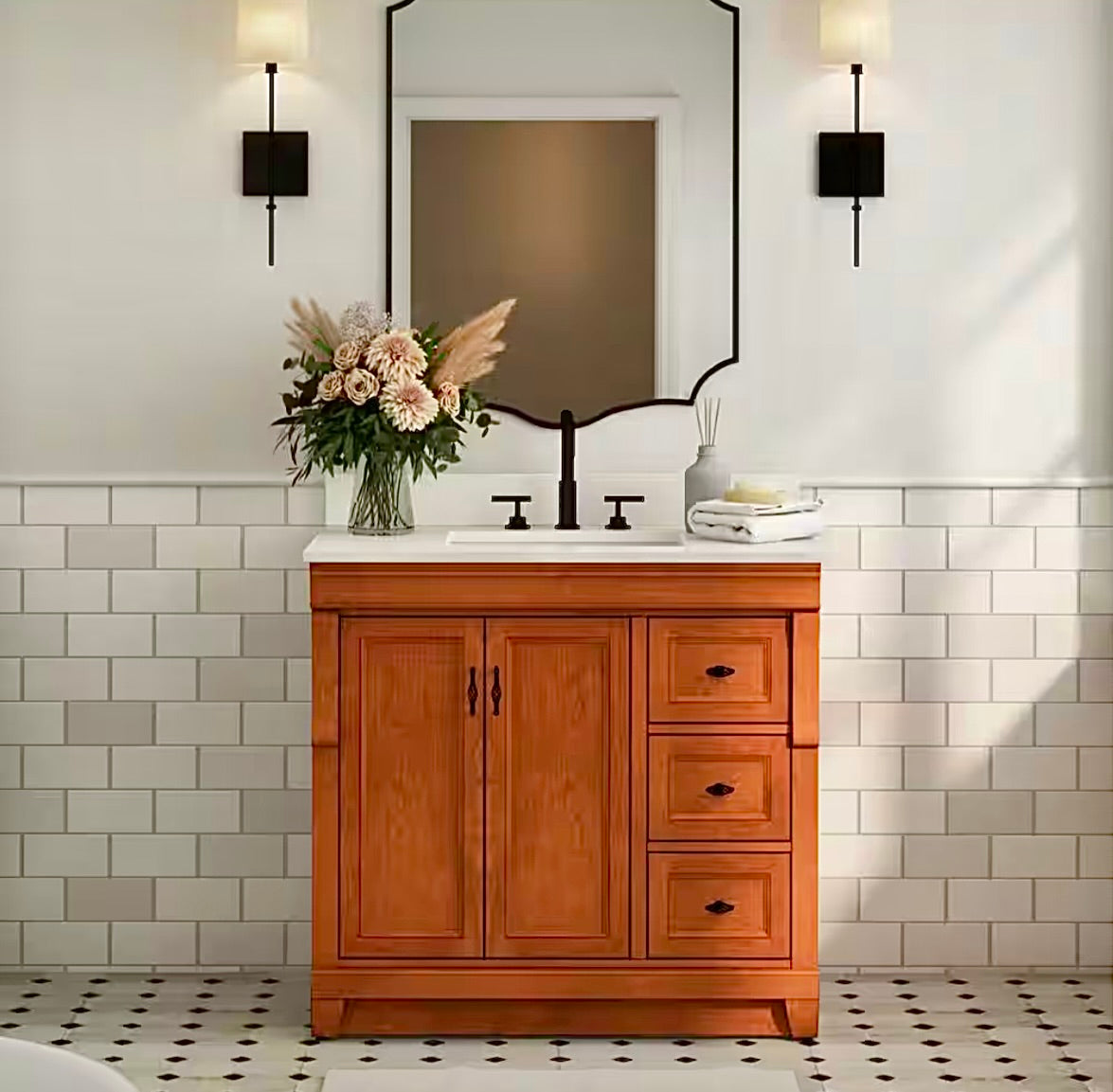 Naples 36" Warm cinnamon vanity with white top