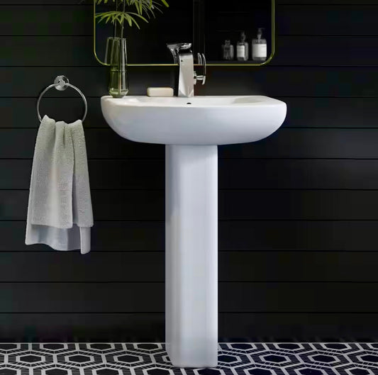 Ceramic rectangular pedestal sink