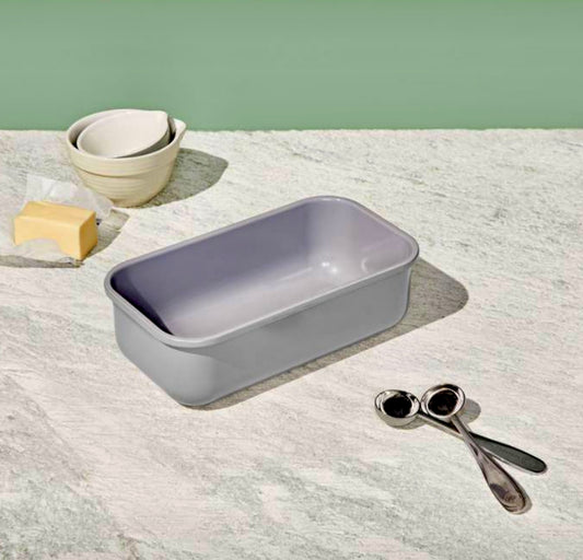 Ceramic loaf pan in gray