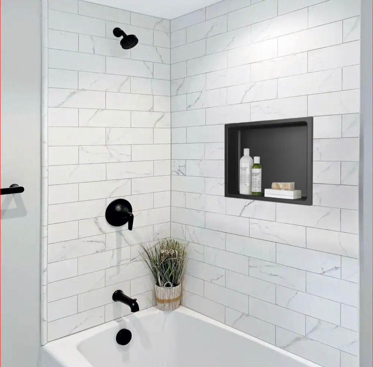 14x12x4 shower niche matte black