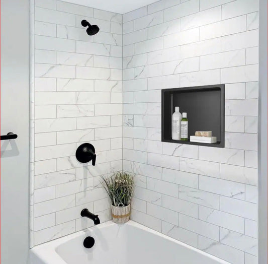 14x12x4 shower niche matte black