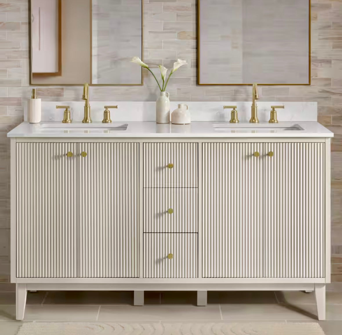 Sylvie 60" fluted dove vanity