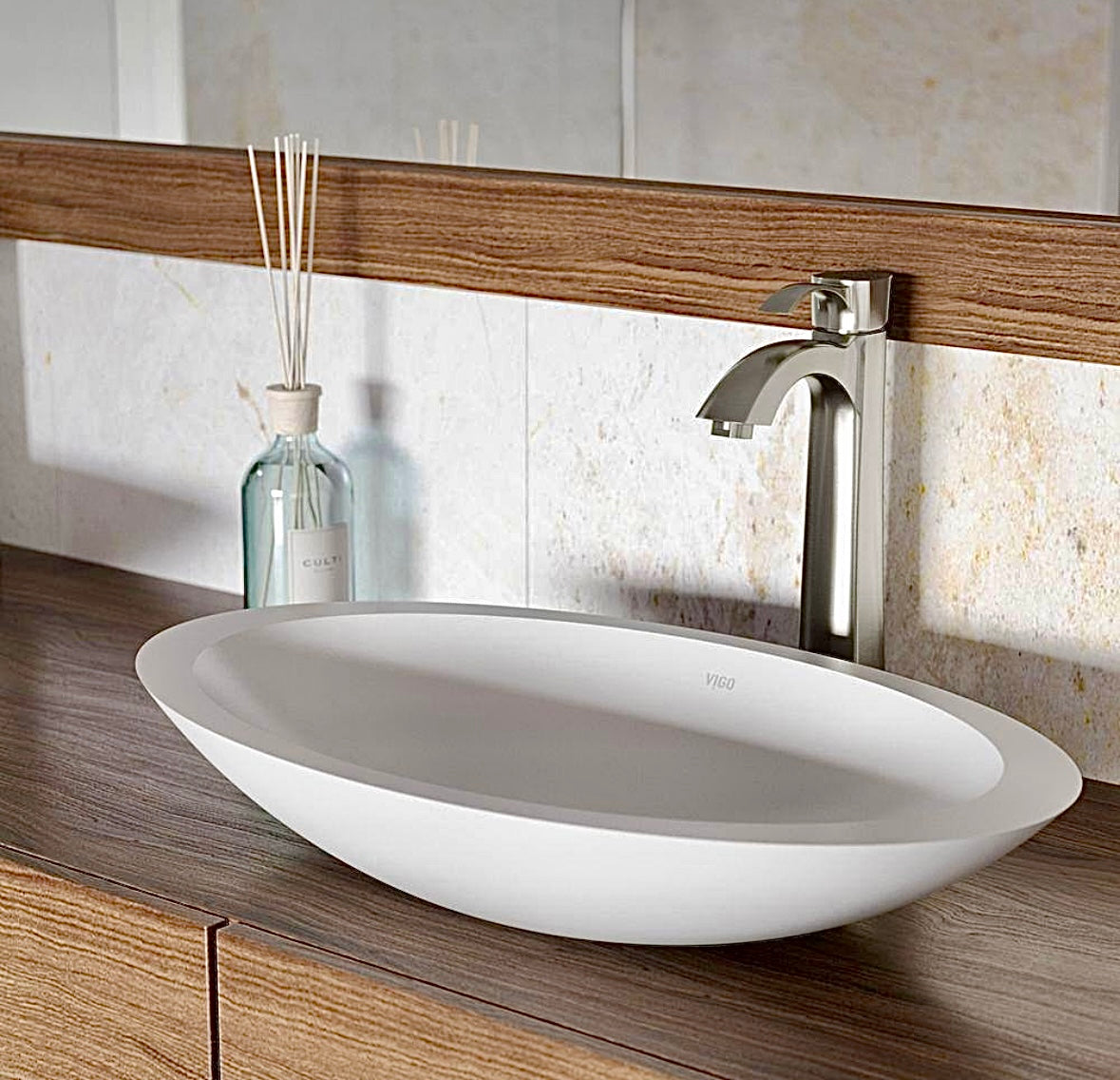Vigo 23" vessel sink matte white