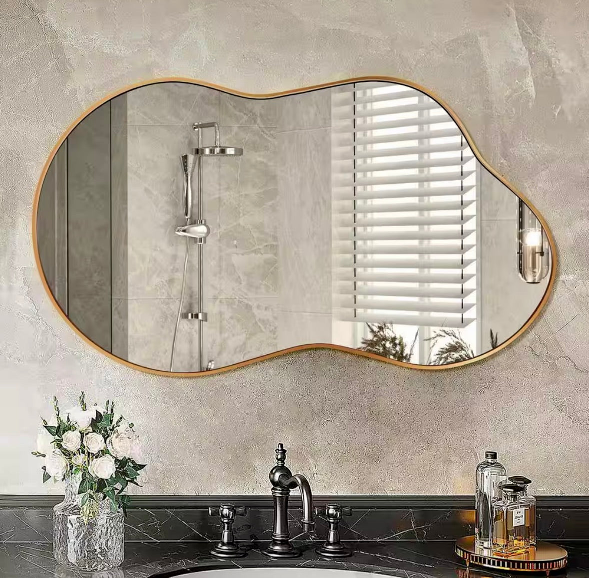 46x26 irregular gold mirror