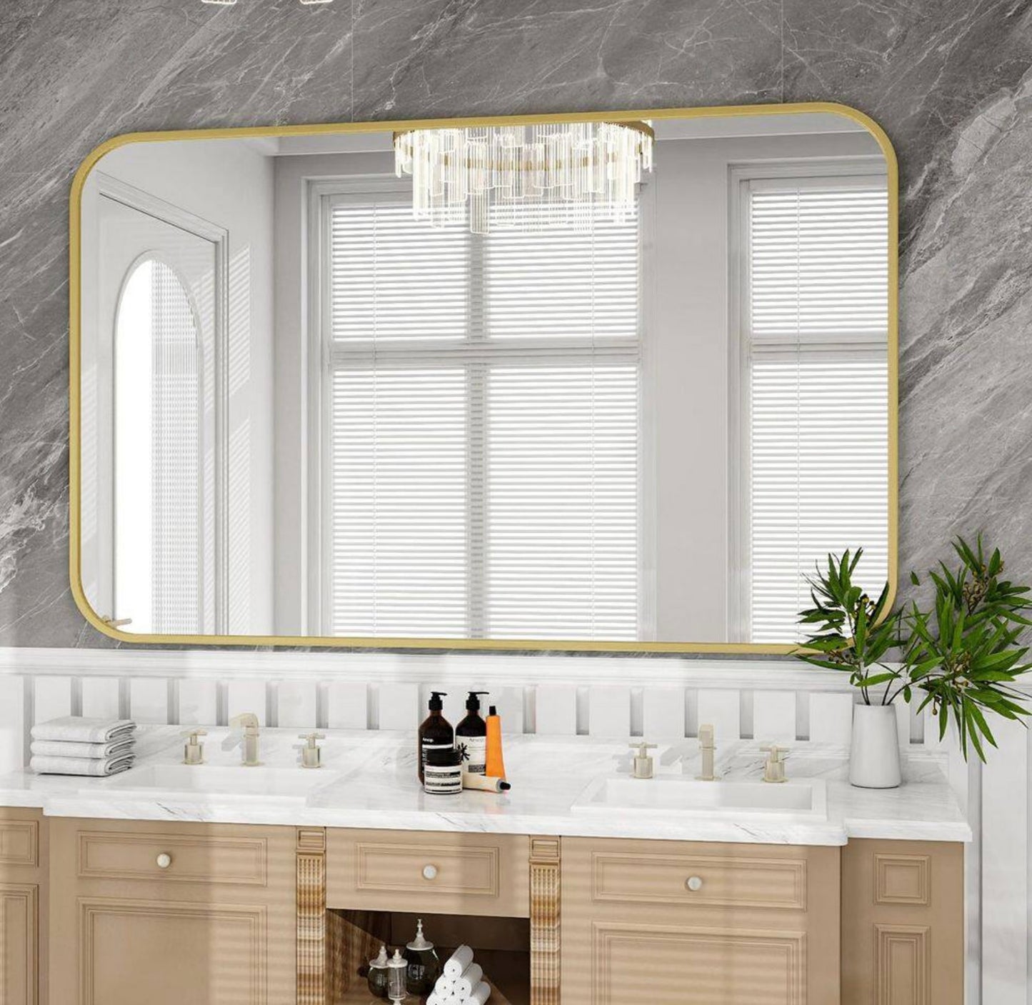 48x30 rectangle gold mirror