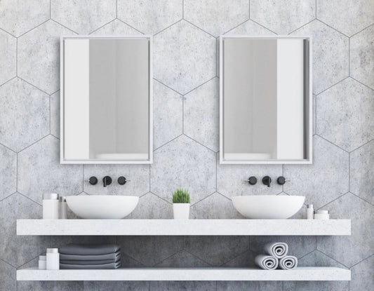 Medium white rectangle mirror