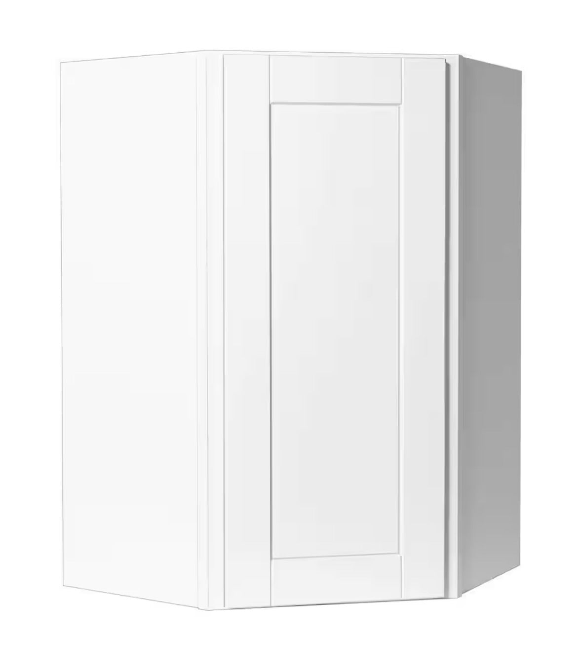 Shaker 24x36 corner wall cabinet satin white