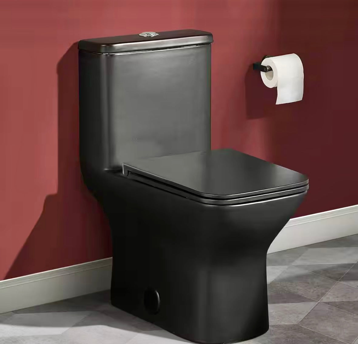 Carre 1-piece square front toilet in matte black