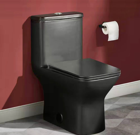 Carre 1-piece square front toilet in matte black
