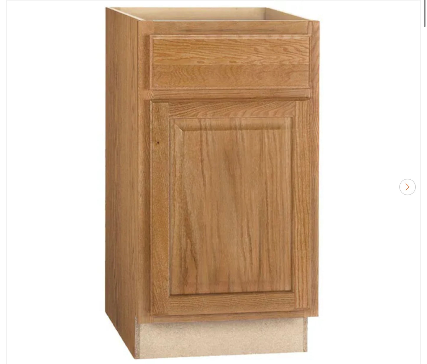 18" base cabinet in medium oak