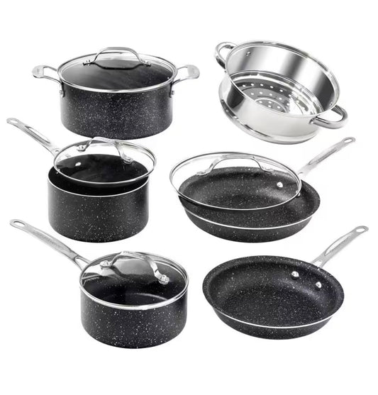 10 piece cookware set black