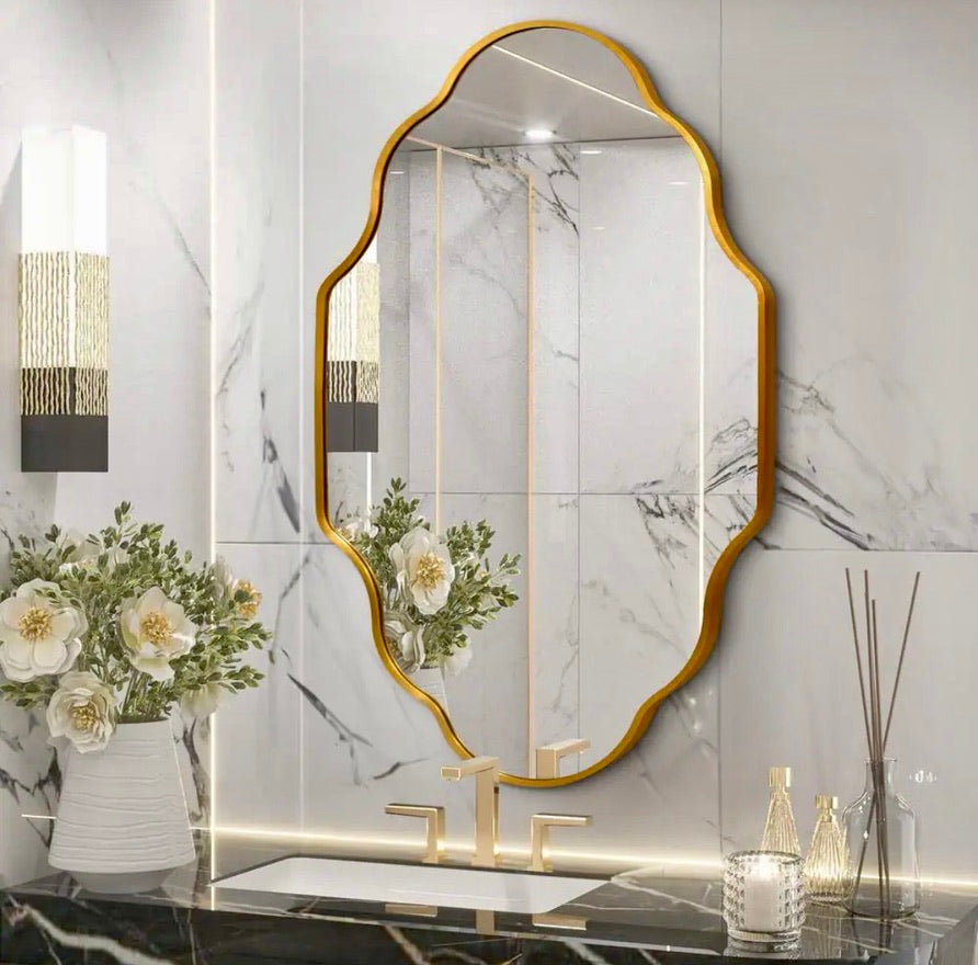 24"x36" scalloped gold mirror