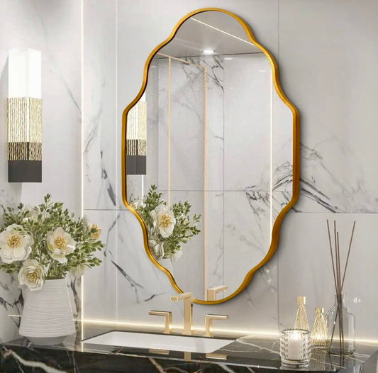 24"x36" scalloped gold mirror