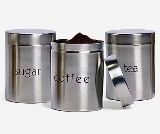 3 stainless steel canisters