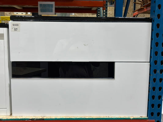 31" Wx18"D floating white vanity with black top for vessel sink