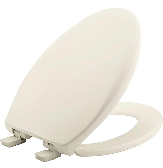 Bemis round plastic toilet seat in biscuit