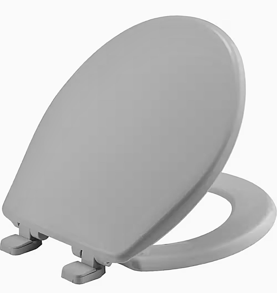 Bemis round plastic toilet seat in silver