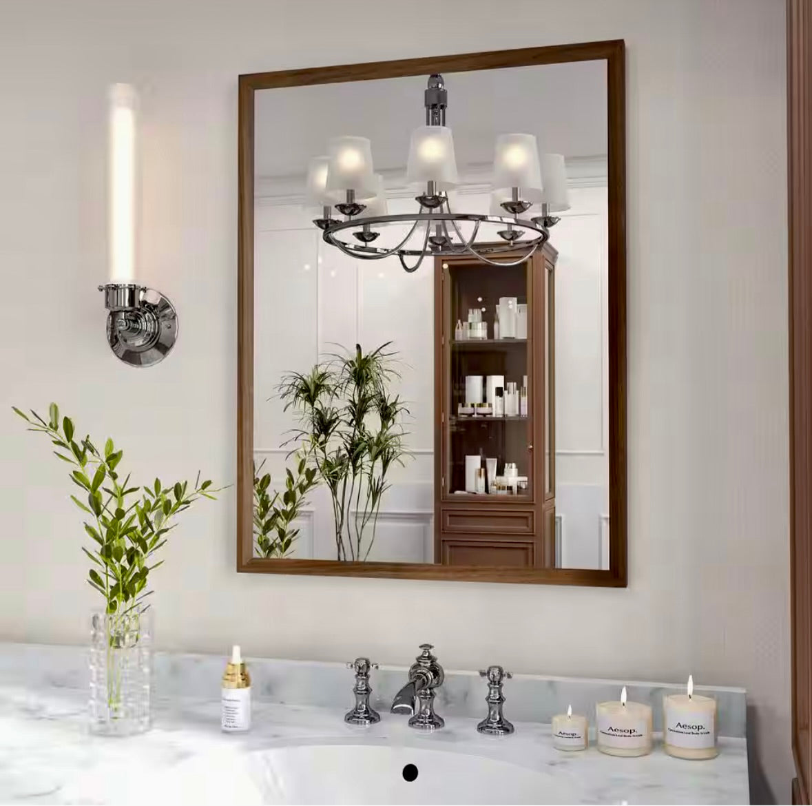 Rectangle farmhouse mirror in walnut 22"Wx30"H