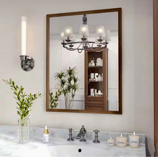 Rectangle farmhouse mirror in walnut 22"Wx30"H