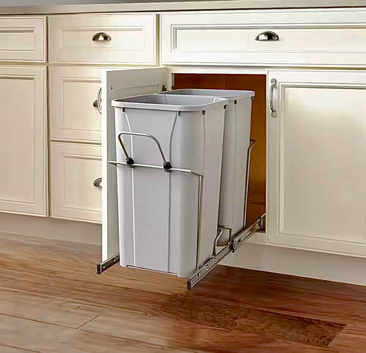 Trash can cabinet pull out