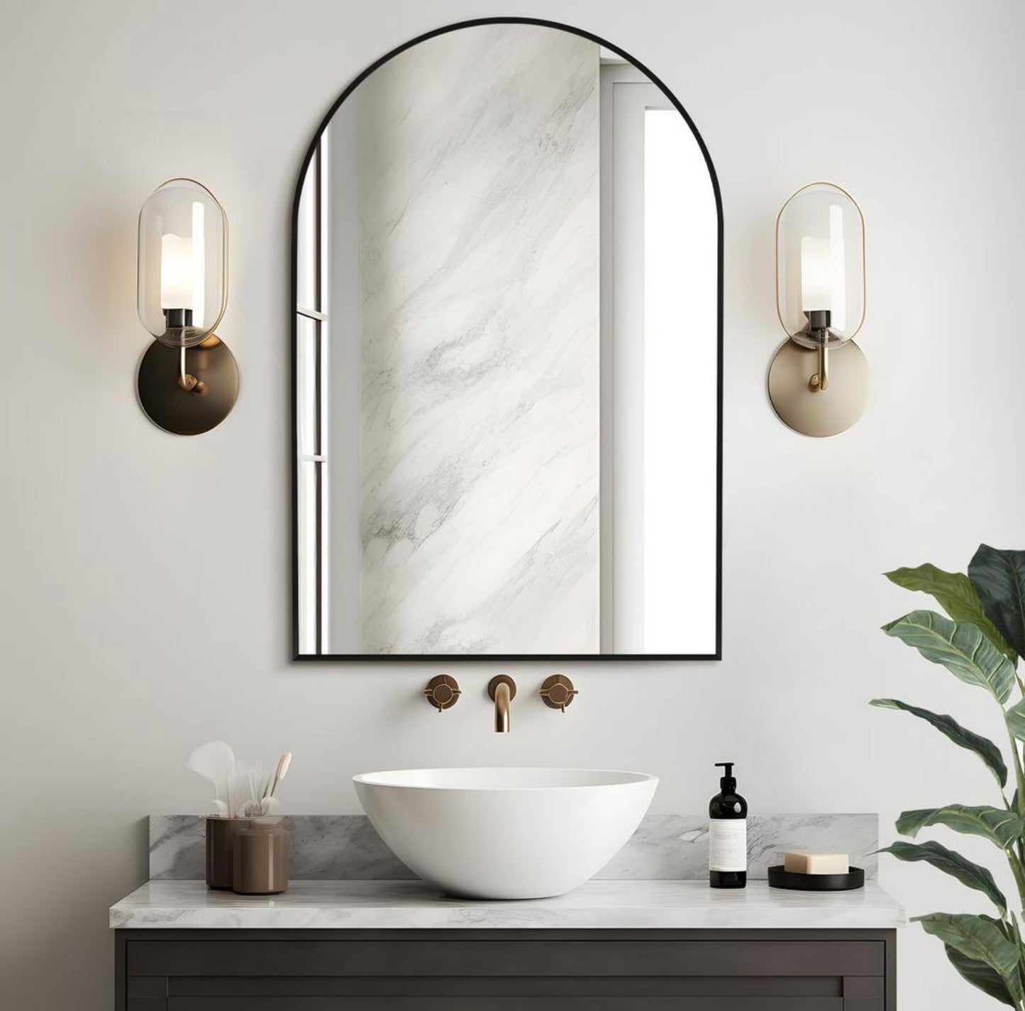 24x36 arched black mirror