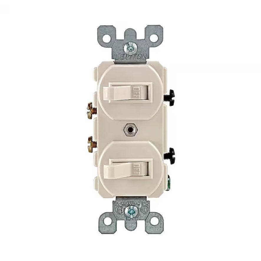 15 AMP double switch in light almond