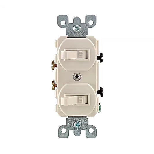 15 AMP double switch in light almond