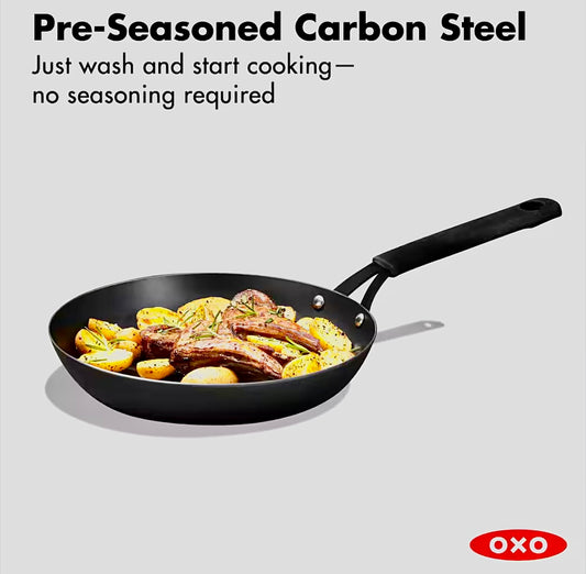Black steel 10" frying pan