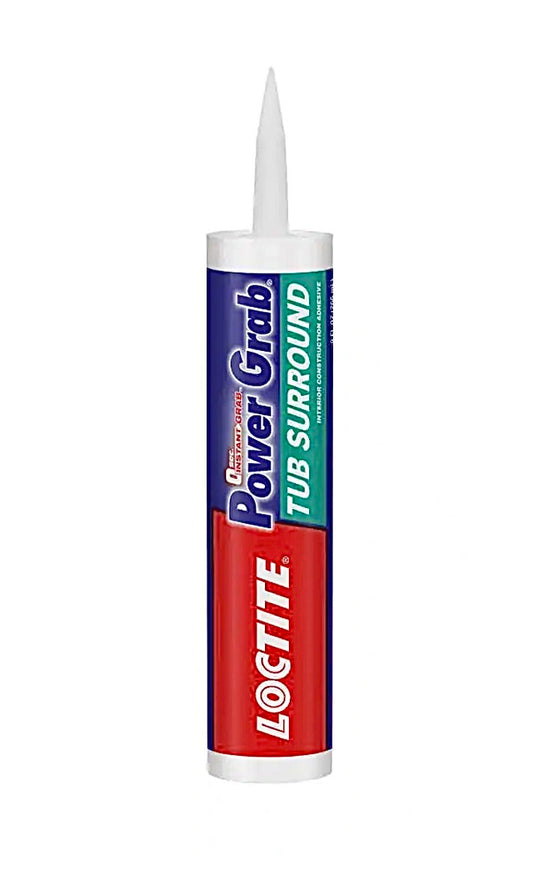 Power grab tub surrounds latex adhesive