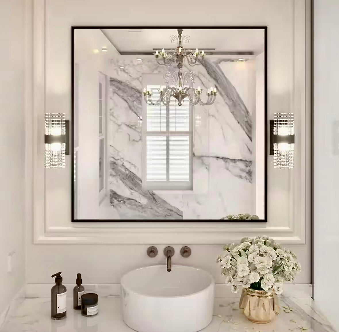 36x36 square Black mirror