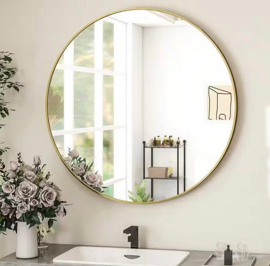 30 in round gold mirror