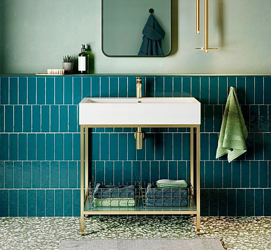 Swiss madison white sink gold base vanity