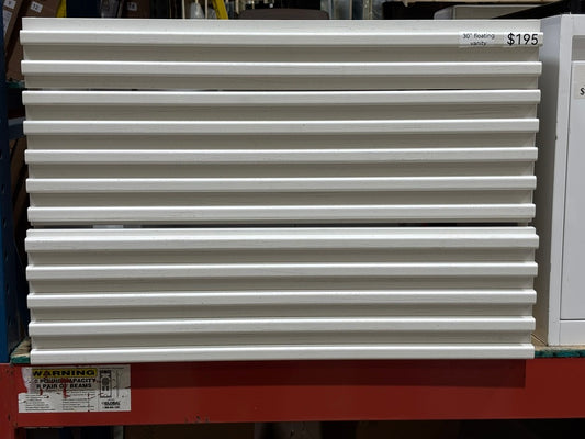 30" white floating ridged vanity without top