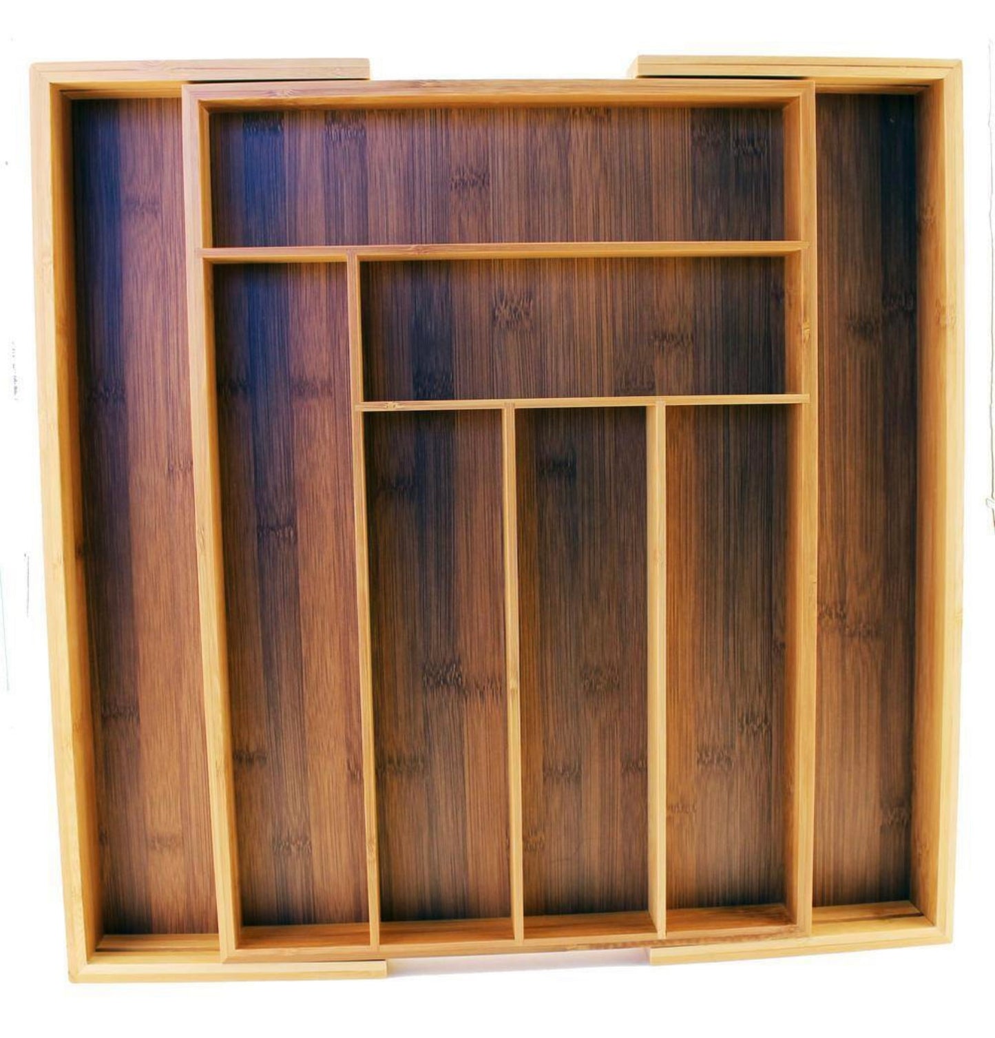 Bamboo expanding flatware organizer