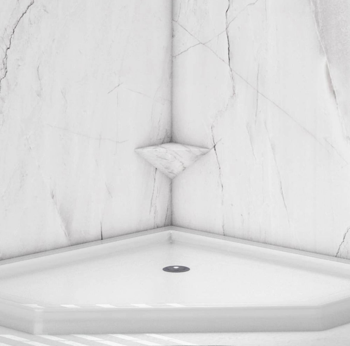 Triangular shave shelf in oyster