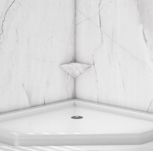 Triangular shave shelf in oyster