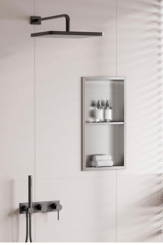 12x24x4 shower niche brushed nickel