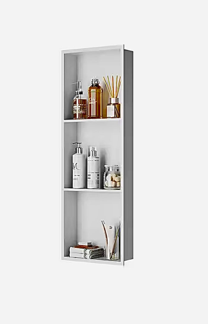 Triple shelf shower niche in white
