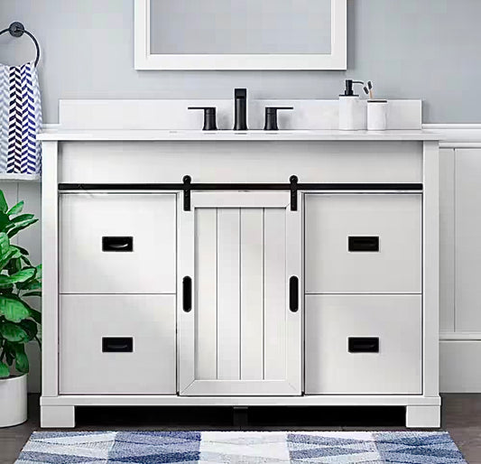 Brindley 48 in white Vanity with quartz top